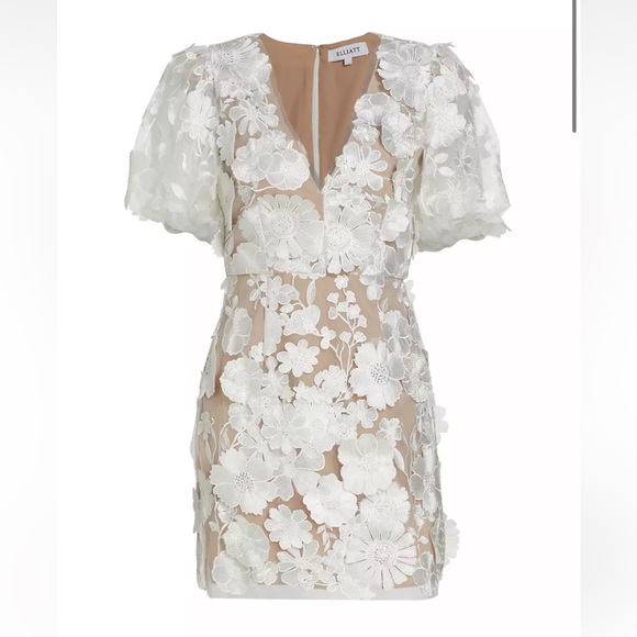 Elliatt Zayla Floral Lace Puff-Sleeve Mini Dress - Picture 2 of 5